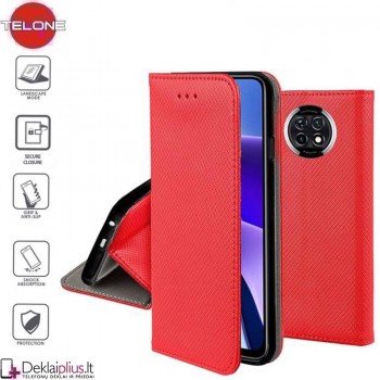 Telone atverčiamas dėklas - raudonas (telefonams Xiaomi Redmi Note 9T)